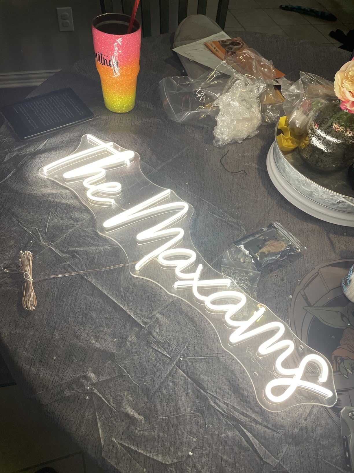 Events neon sign install 108