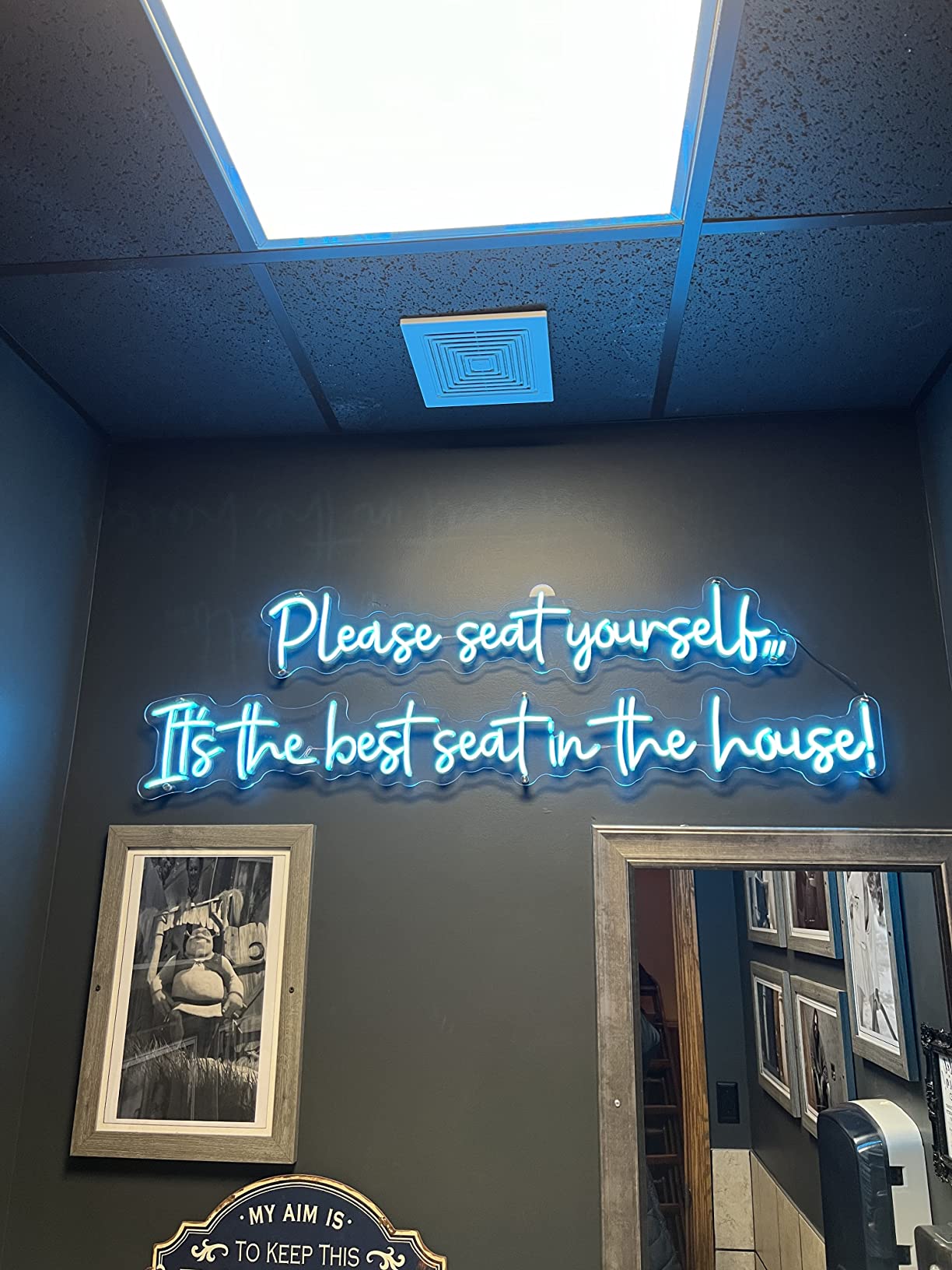 Events neon sign install 121