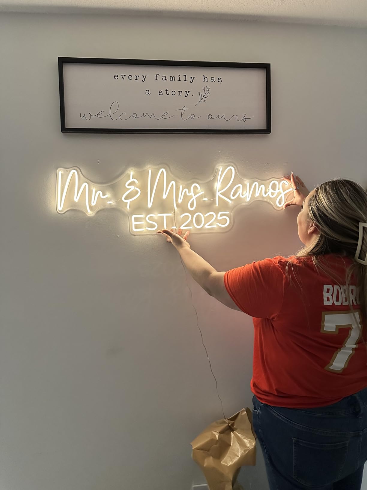 Wedding neon sign install 7